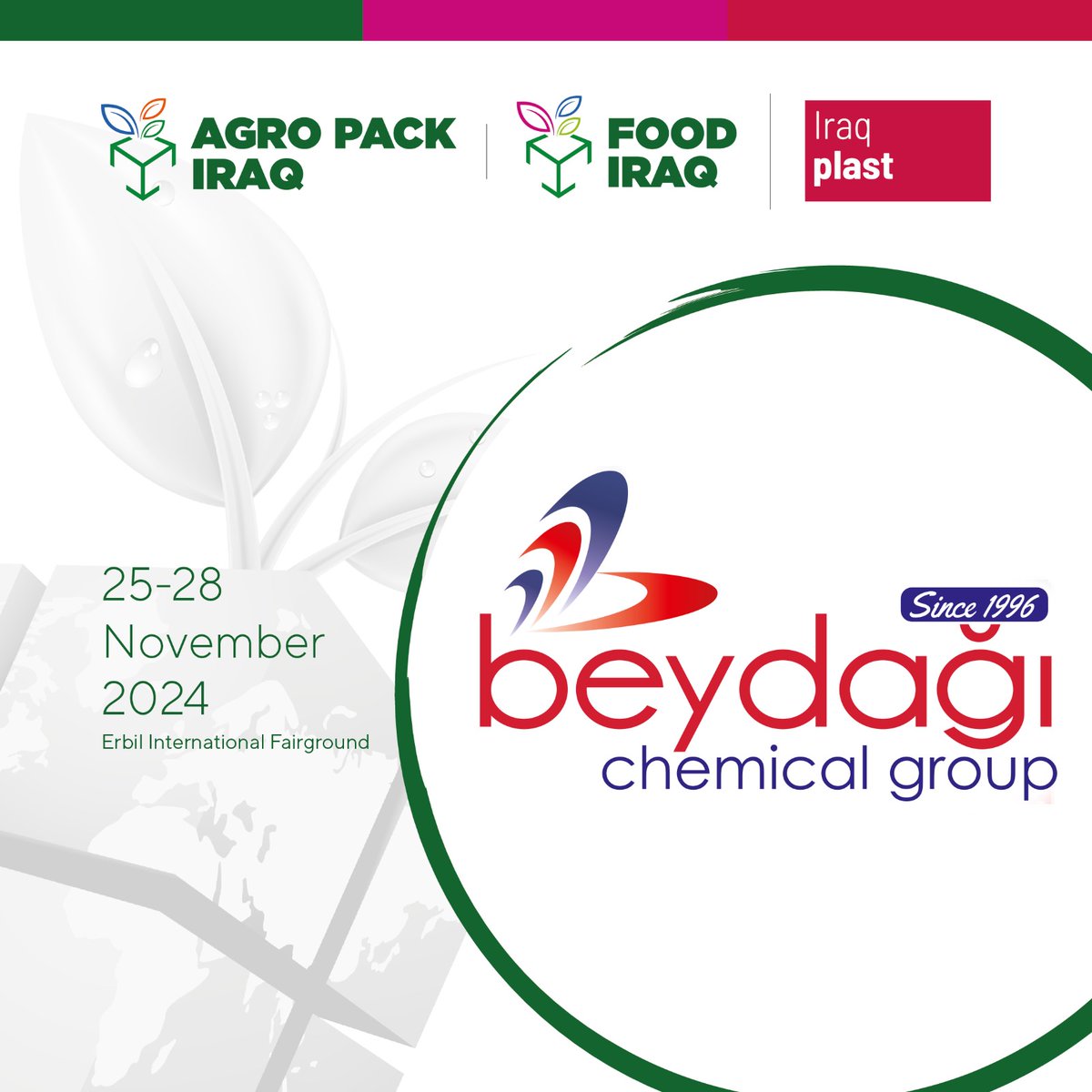 Agro Pack Iraq 2024
25-28 November 2024
Erbil International Fairground, Iraq 
BEYDAĞI KİMYA : Hall 2, G-191
#beydağıkimya #Iraqagropack
