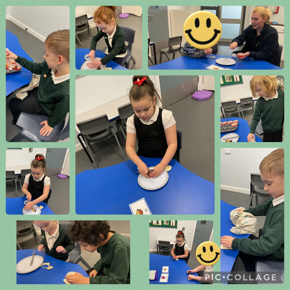 In communication, #Magpie class have made plum pies after reading communication and language story. We also made mark made in sand. We also looked at the sound ‘m’.