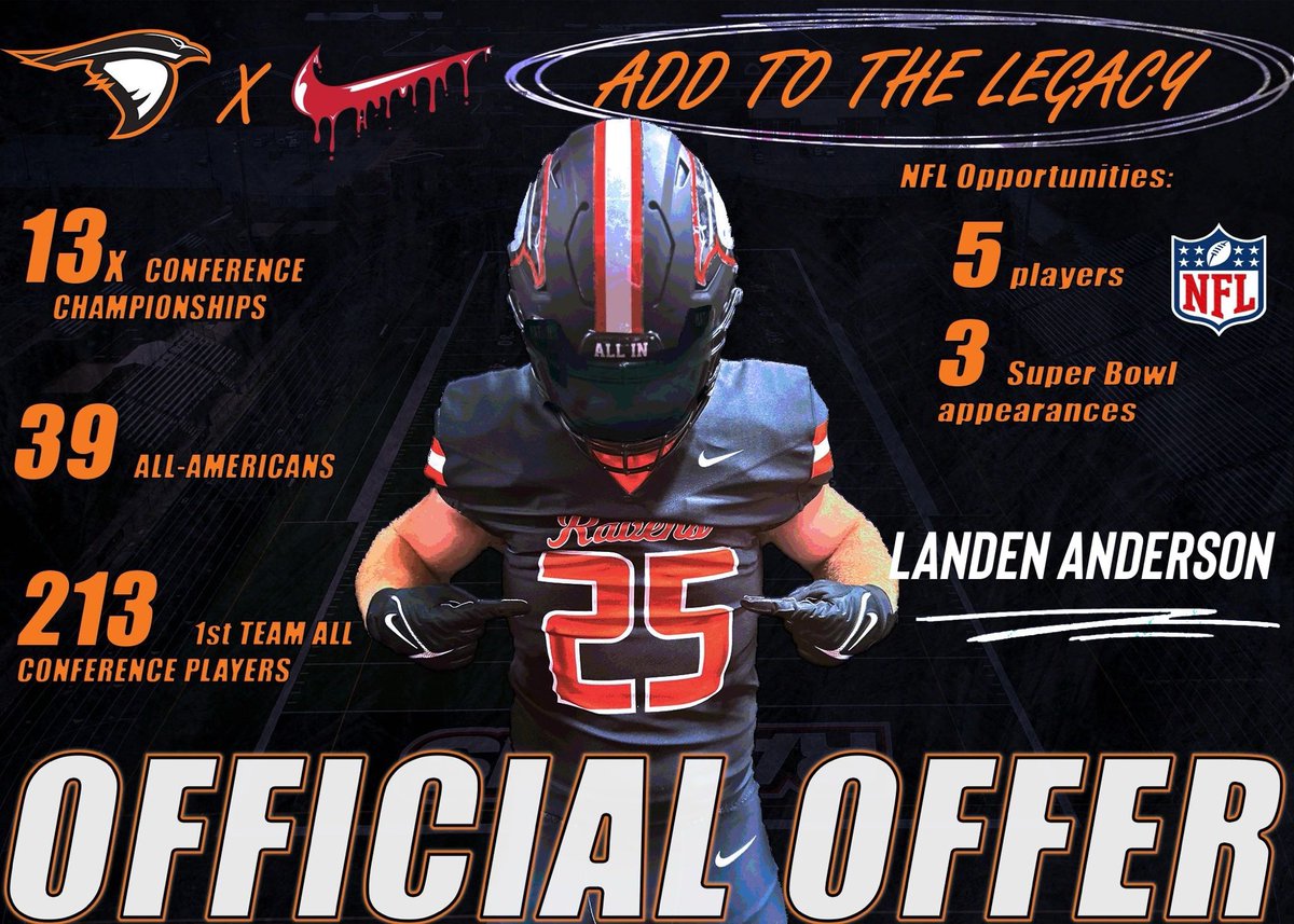 Glad to have received my first official offer from <a href="/AndersonU/">Anderson University</a> ! Go ravens!

<a href="/WildcatsOfHHS/">Harrison Wildcats Athletics</a> 
<a href="/coach_codd/">Jonathan Coddington</a> 
<a href="/AUCoachWilliams/">Joseph Williams</a> 
<a href="/HarrisonWildcat/">Harrison High School</a> 
<a href="/HarrisonFootba1/">Harrison Football</a> 
<a href="/AUFootball__/">Anderson University Football</a>