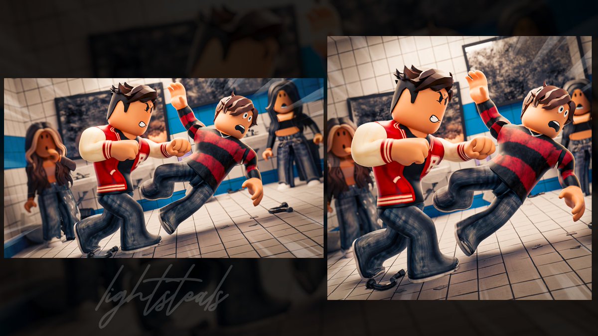 lightsteals's tweet image. Some more designs for @ethourah_dev&apos;s fight in a school

#RobloxDev #RobloxGFX #ROBLOX #robloxart