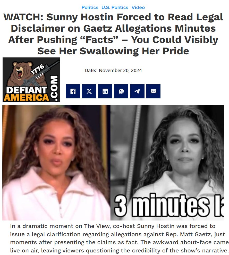 UPMHPM's tweet image. This! Fake news gets busted! #TellTheTruth #FakeNews #NCSWIC #DrainTheSwamp   defiantamerica.com/sunny-hostin-w…