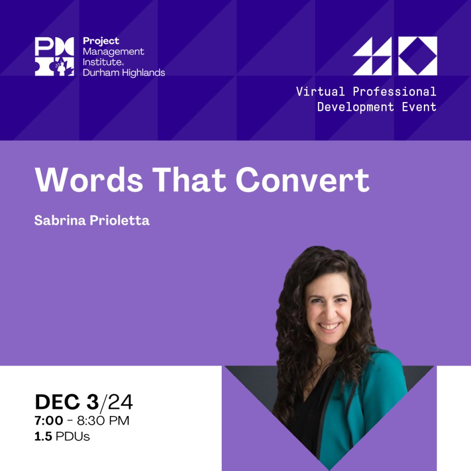 PMI_DHC's tweet image. 🌟 Last chance to register for Words That Convert with Sabrina Prioletta! Register now &amp;amp; watch your words convert into action!

🔗 loom.ly/QX9lAXY
🗓️ December 3, 2024 from 7 to 8:30 p.m. (Virtual)
Earn 1.5 PDUs

#PMIDHC #ProfessionalDevelopment #WordsThatConvert #DHCProud