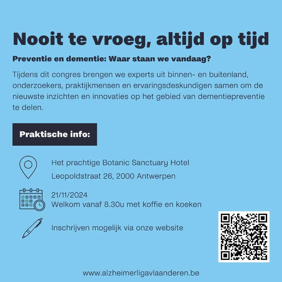 Olivier Constant (@alv_olivier) on Twitter photo Mogen we jou morgen ook verwelkomen op onze conferentie rond #preventie en #dementie die we vanuit Alzheimer Liga Vlaanderen organiseren in #Antwerpen met heel wat topsprekers uit binnen- en buitenland? 
alzheimerliga.be/evenementen/no…
#preventiecongresALV Mogen we jou morgen ook verwelkomen op onze conferentie rond #preventie en #dementie die we vanuit Alzheimer Liga Vlaanderen organiseren in #Antwerpen met heel wat topsprekers uit binnen- en buitenland? 
alzheimerliga.be/evenementen/no…
#preventiecongresALV