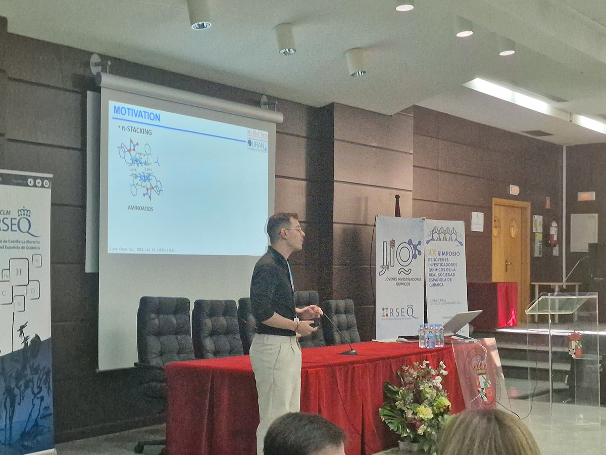 Our last speaker of this morning session is Jesús Lucía <a href="/JesusLQF/">Jesus Lucia</a> <a href="/UAM_Madrid/">UAM Autónoma Madrid</a> <a href="/uni_regensburg/">Universität Regensburg</a> talking about the tunning of redox properties of molecular benzene derivative dimers using computational chemistry.