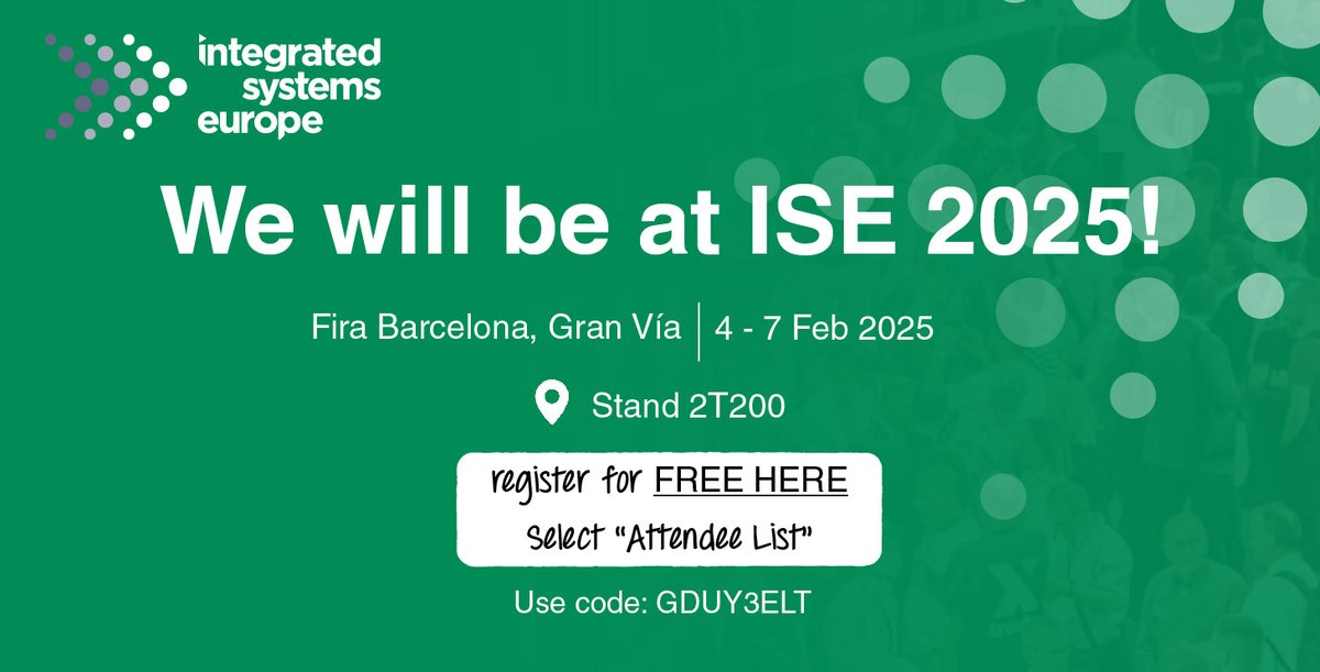 We are delighted to share that we will be returning to exhibit at <a href="/ISE_Show/">ISE</a> 2025 in Fira Barcelona!

Register for ISE here&gt;&gt;&gt; registration.firabarcelona.com/#/tickets/sele…

Use this code GDUY3ELT to register for free! (Select "Attendee Ticket").

#ISE2025 #Exhibition #Learning #Teaching #Students