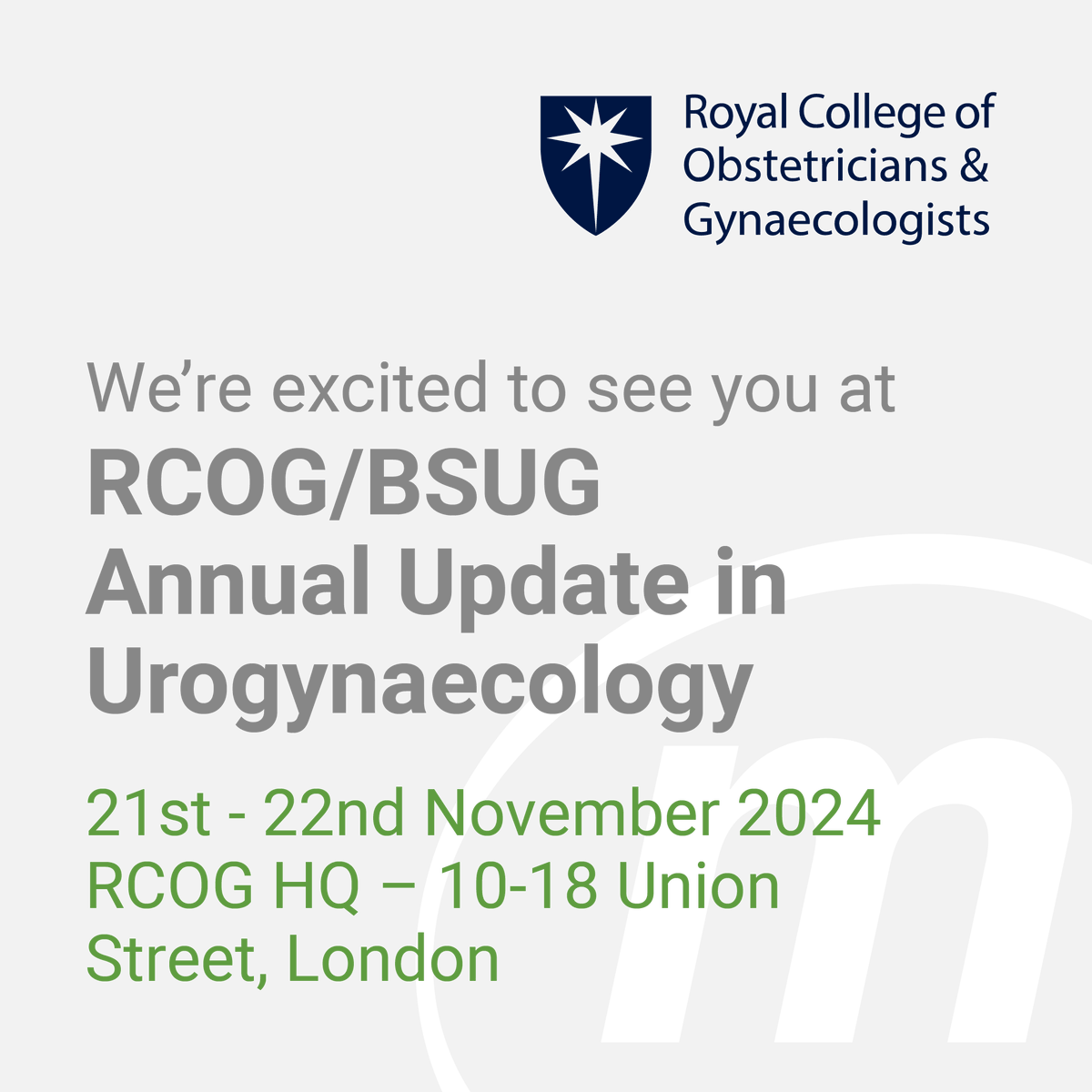 MediplusGynae's tweet photo. We're excited to see you at RCOG/BSUG Annual Update in Urogynaecology  

📅21st - 22nd November 2024
📍RCOG HQ – 10-18 Union Street, London SE1 1SZ https://t.co/3cXpfWMsmv