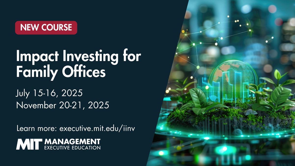 🚨NEW COURSE🚨 Impact Investing for Family Offices: A New Perspective - now available! Learn more about all the details and register here: mitsln.co/lSXw50U9jcR