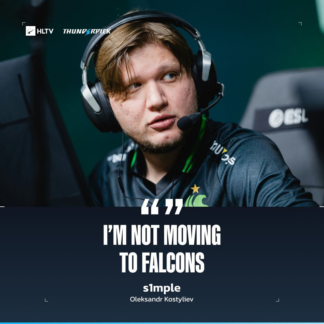 HLTVorg's tweet photo. s1mple has stated that he will not be joining Falcons in his recent Telegram post ❌ https://t.co/X0tI7E87AU