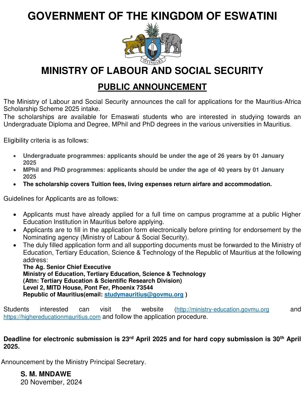 Ministry of Foreign Affairs Eswatini (@MfaicSd) / X