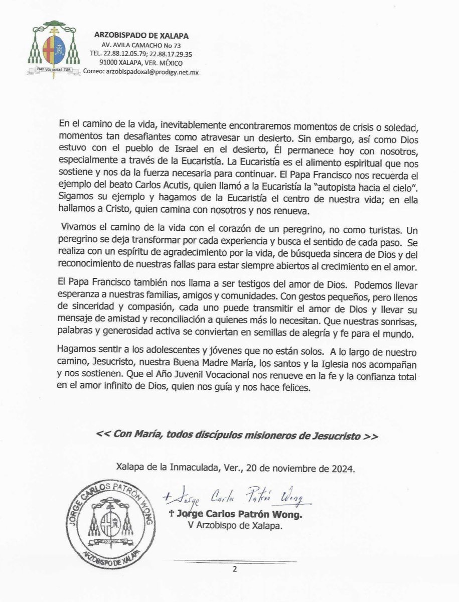24 noviembre: Jornada Mundial de la Juventud.