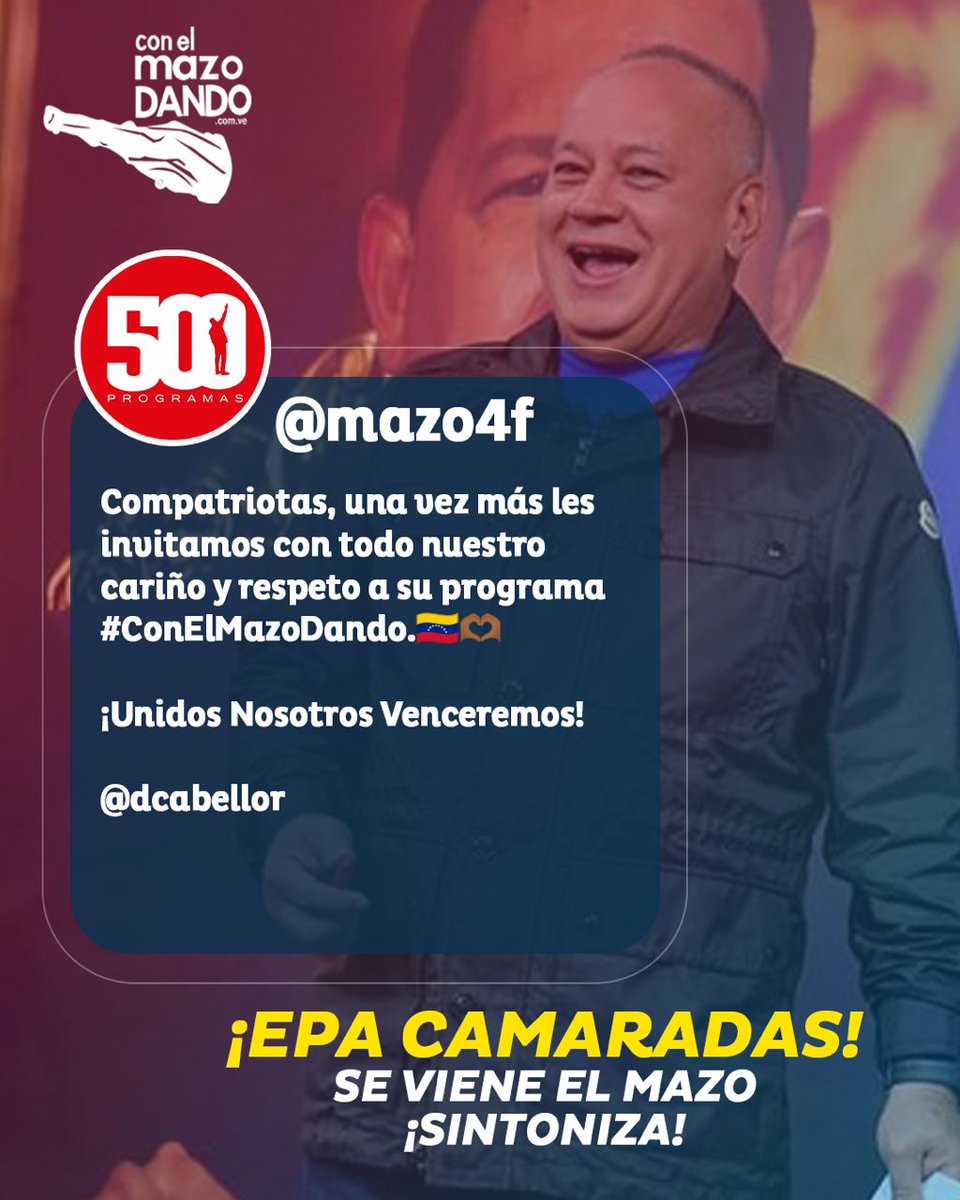 Epa; hay <a href="/ConElMazoDando/">Con el Mazo Dando</a> y viene con la fuerza de Bolívar y Chavez. #BolivarSeRespeta