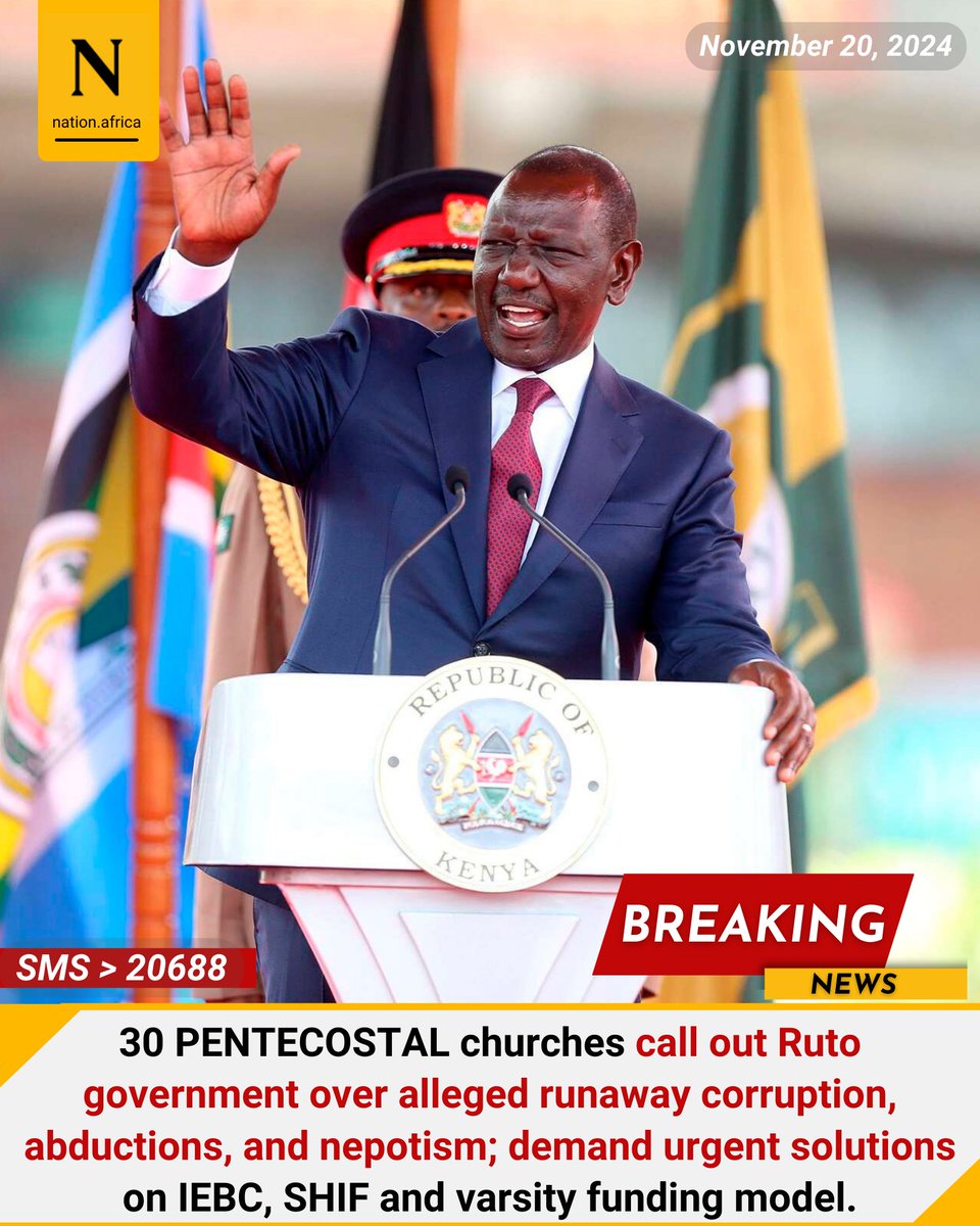 30 PENTECOSTAL churches call out Ruto government over alleged runaway corruption, abductions, and nepotism; demand urgent solutions on IEBC, SHIF and varsity funding model.