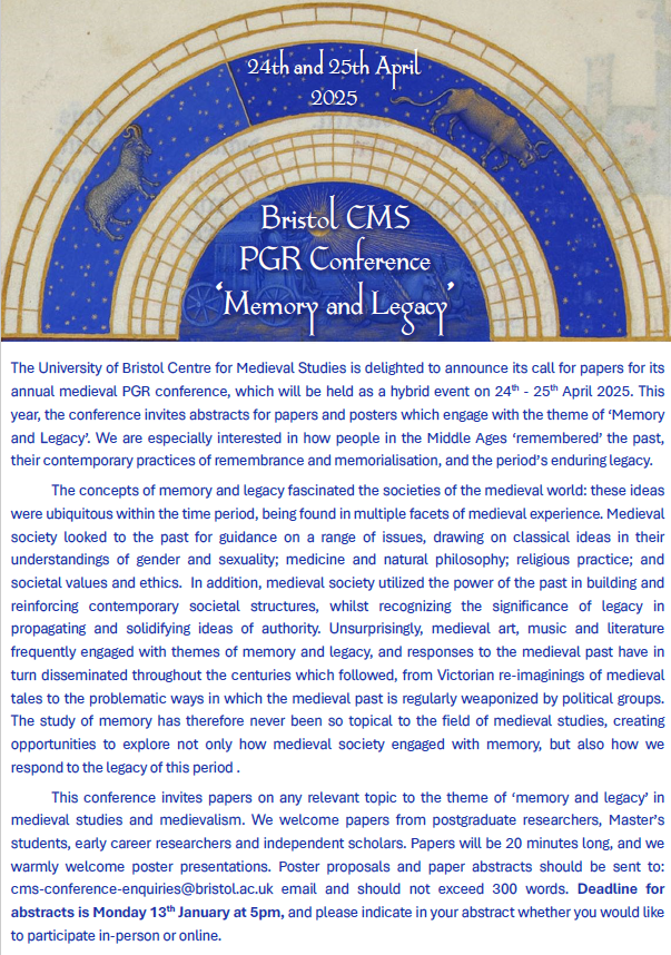 Bristol PGR Medieval Conference 2025 tweet media