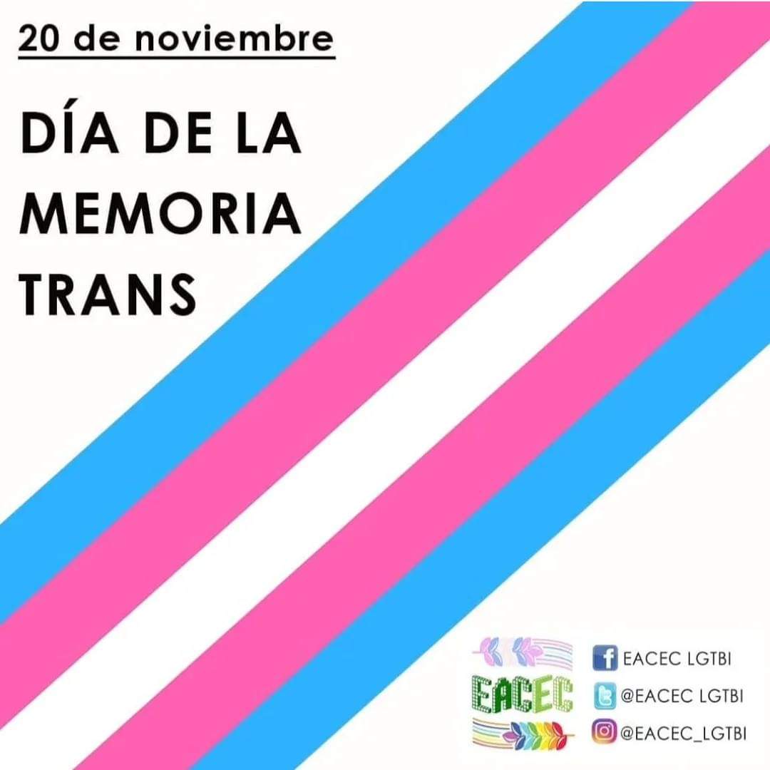 Hoy 20 de noviembre es el Día de la Memoria Trans, y una vez más reafirmamos nuestro compromiso con las personas trans y sus derechos. 
En cualquier momento del año podéis contar con esta asociación para consultas o ayudas dentro de nuestras posibilidades. 

#DíaMemoriaTrans