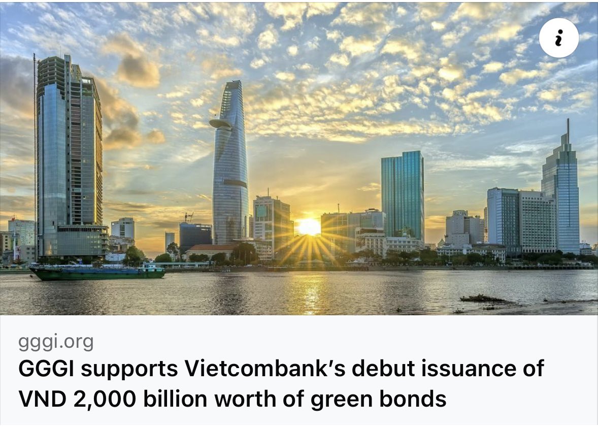 🌱 GGGI supports #Vietcombank's debut issuance of VND 2,000 billion #greenbonds

Bringing its global &amp; local expertise to advise the leading state-owned commercial bank on developing the green bond framework, adhering to #ICMA Principles &amp; the 🇻🇳 law.

🔗 rebrand.ly/vcb-gb