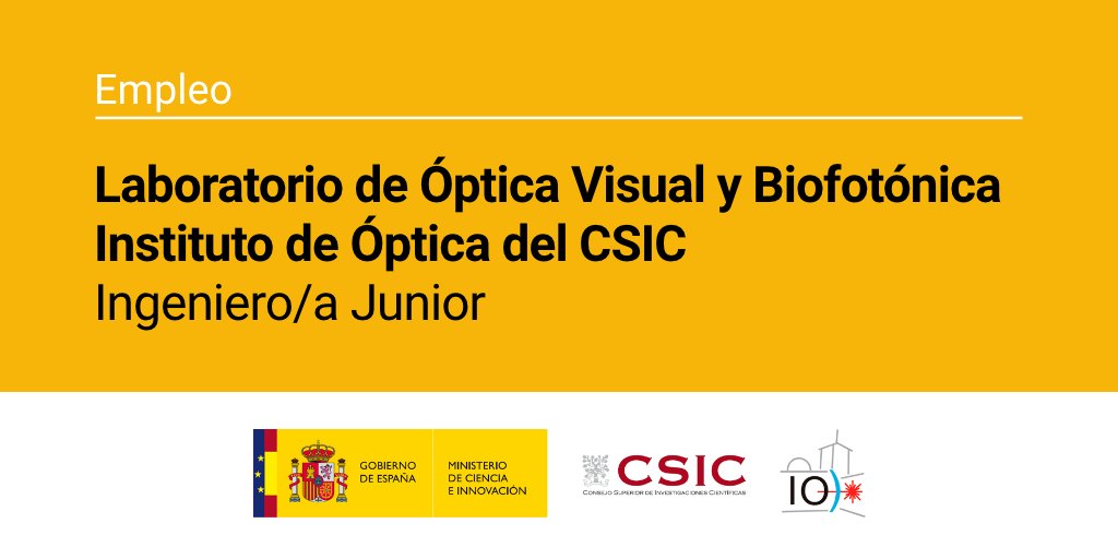 Fotónica21 (@fotonica_21) on Twitter photo 👀 El <a href="/VioBioLab/">VioBioLab</a> del <a href="/IO_CSIC/">Instituto de Óptica (CSIC)</a>, ofrece una plaza de Ingeniero/a Junior en el proyecto #SureVision, una iniciativa de investigación de alto impacto con el potencial de revolucionar la industria del cuidado de la visión.
ℹ️ Descubre los detalles: fotonica21.org/el-viobio-del-… 👀 El <a href="/VioBioLab/">VioBioLab</a> del <a href="/IO_CSIC/">Instituto de Óptica (CSIC)</a>, ofrece una plaza de Ingeniero/a Junior en el proyecto #SureVision, una iniciativa de investigación de alto impacto con el potencial de revolucionar la industria del cuidado de la visión.
ℹ️ Descubre los detalles: fotonica21.org/el-viobio-del-…