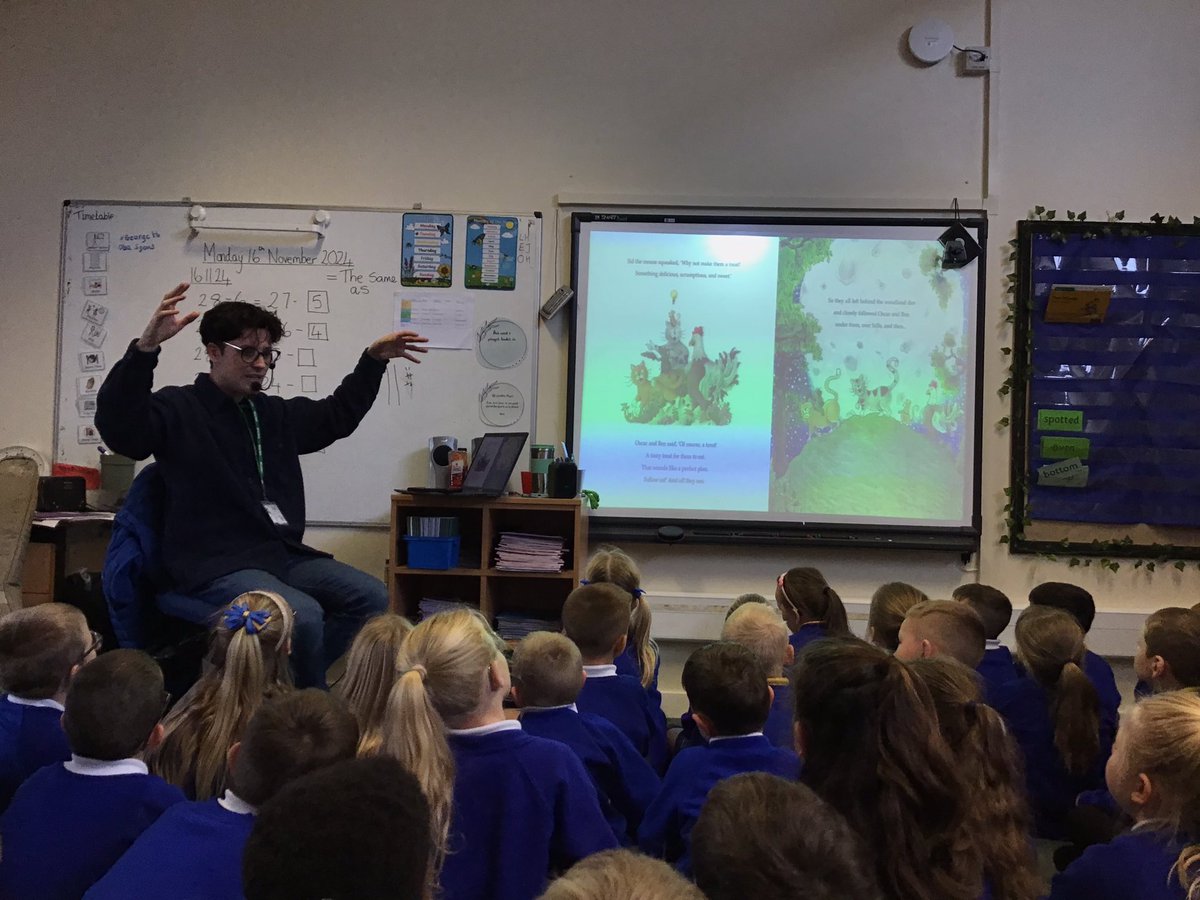 CanonYearTwo's tweet photo. On Monday we had a wonderful visit from the local author @sean16_writes We enjoyed listening to his story Oscar and Ben: The Sleepover and singing songs. We can’t wait to read more of these wonderful stories! 😀📚 @CanonSharples @LT_Trust https://t.co/hFNQ7RTsNw
