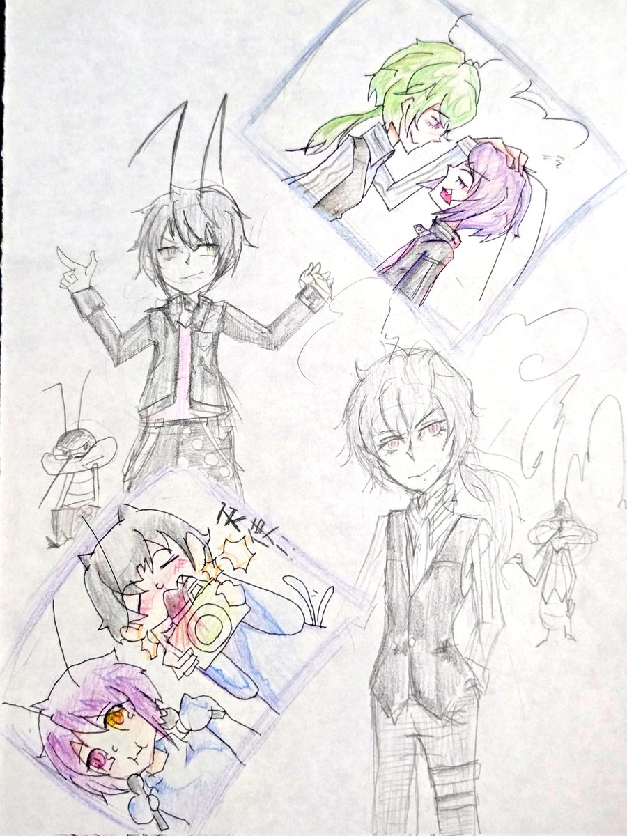 kanran_o_'s tweet photo. 【past scribble】
※擬人化
地味にマキジョイとオギジョイ

高校生の時に描いたの https://t.co/F05ubyLRL1