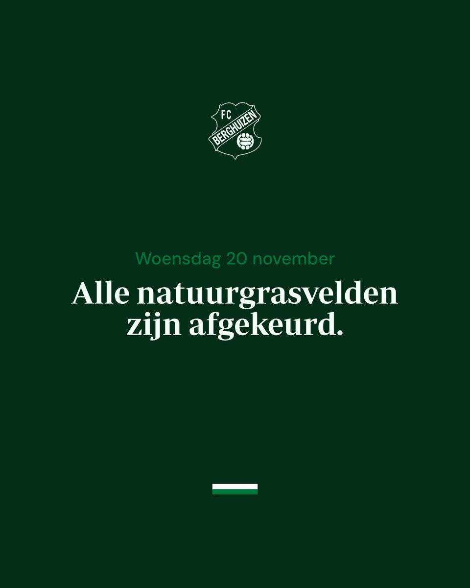 Voor vandaag zijn alle natuurgrasvelden afgelast. We trainen volgens het alternatieve trainingsschema. Morgen volgt een nieuwe keuring.