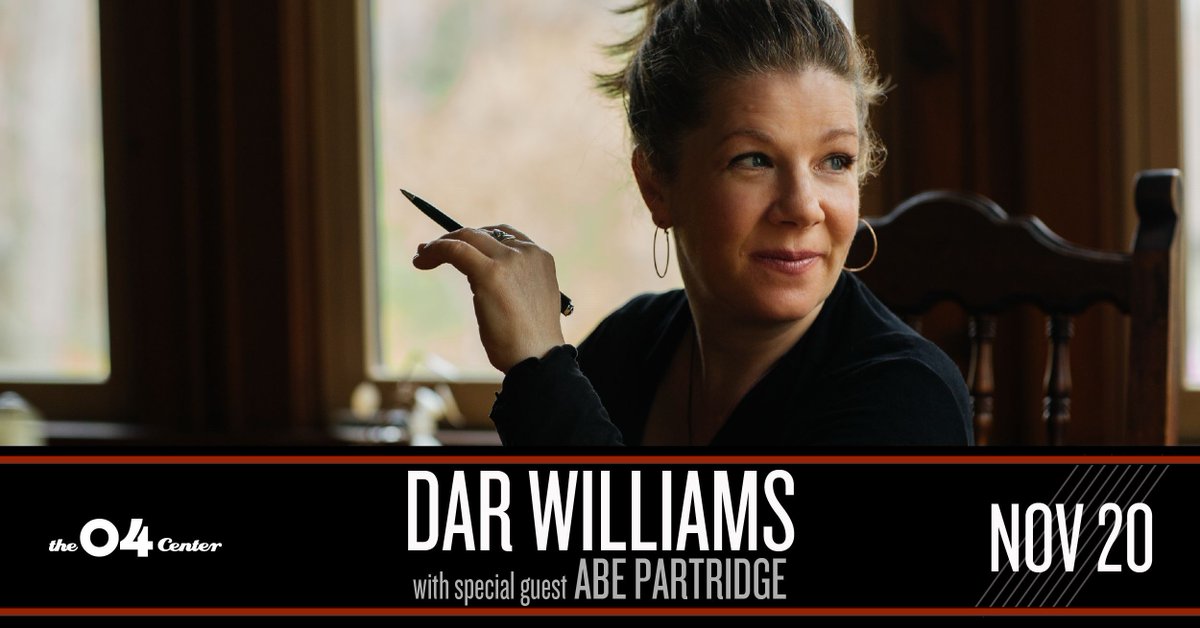 TONIGHT: Dar Williams performs at The 04 Center, with special guest Abe Partridge. Doors open at 7pm, music at 8. Tickets 🎟️ buff.ly/4fRP2qG