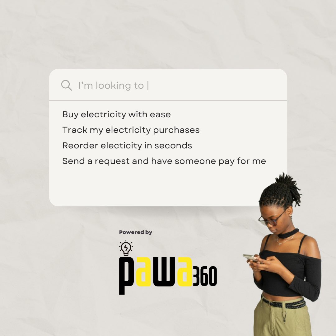 pawa360africa's tweet image. ✨ Convenience, meet power!
With Pawa360, you can:
🔌 Buy electricity effortlessly
📊 Track your purchases
⏱️ Reorder in seconds
💳 Send electricity requests for someone else to pay for you. What’s your favorite feature?
#Pawa360 #PowerMadeSimple #Innovation