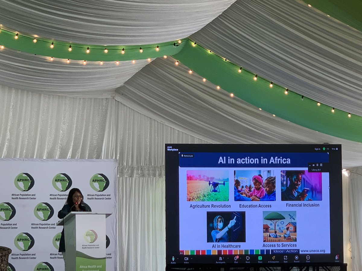 Liz_Kimani's tweet photo. Sweta Saxena  of the UN speaks on “The role of AI in reducing poverty, gendering gaps and inequality in Africa” at the @aphrc’s inaugural Africa Health and Development Annual Research Symposium (AHDARS).

She describes opportunities and risks in AI use in Africa, and the roadmap. 

#IamAPHRC #AHDARS2024 #EIDM #InnovationInAction #DataScience #WeAreAfrica #APHRCResearch
