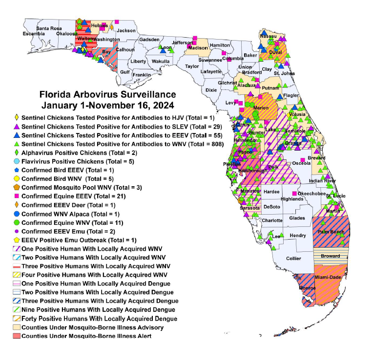 HC Mosquito Control (@hcfightsthebite) on Twitter photo Updated numbers for the Florida Arbovirus Surveillance from the <a href="/HealthyHernando/">Florida Dept. of Health in Hernando County</a> . January 1st - November 16th, 2024
**Please keep in mind this list is always one week behind** Updated numbers for the Florida Arbovirus Surveillance from the <a href="/HealthyHernando/">Florida Dept. of Health in Hernando County</a> . January 1st - November 16th, 2024
**Please keep in mind this list is always one week behind**
