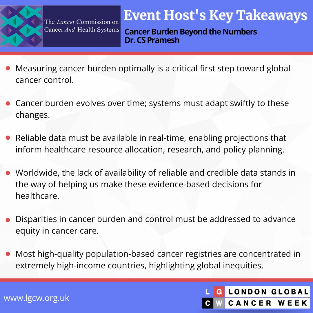 London Global Cancer Week (@lgcw2024) on Twitter photo Key Insights from Dr. <a href="/cspramesh/">Pramesh CS</a>
At #LondonGlobalCancerWeek, Dr. CS Pramesh emphasised the critical importance of reliable data and addressing disparities to advance equity in global cancer care.
#CancerCare #HealthSystems #GlobalHealth #LGCW2024 <a href="/TheLancet/">The Lancet</a> Key Insights from Dr. <a href="/cspramesh/">Pramesh CS</a>
At #LondonGlobalCancerWeek, Dr. CS Pramesh emphasised the critical importance of reliable data and addressing disparities to advance equity in global cancer care.
#CancerCare #HealthSystems #GlobalHealth #LGCW2024 <a href="/TheLancet/">The Lancet</a>
