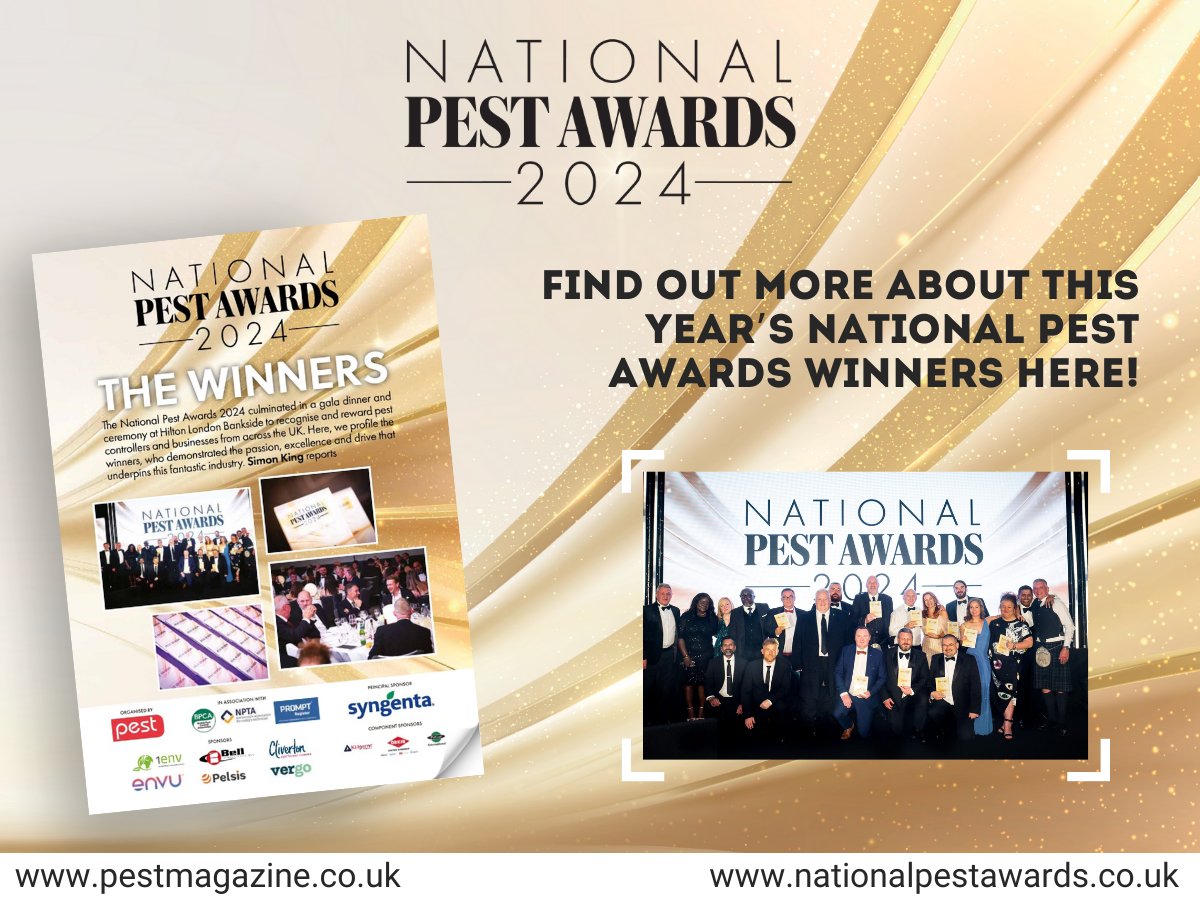 Can you believe that the National Pest Awards were over two months ago? 😮

Take a minute to read about our amazing winner's of 2024 in the newest issue of Pest Magazine 🏆

🔗 Find it here:
pestmagazine.co.uk/digital-magazi…