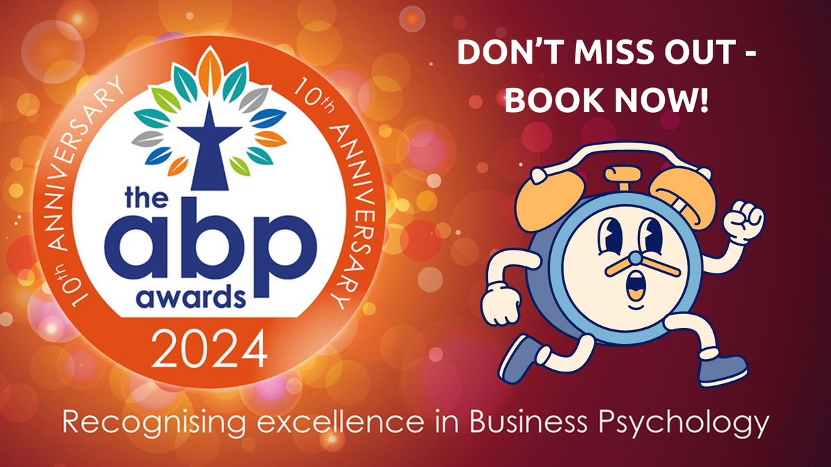 ABP Work Psychology (@abpsychologists) on Twitter photo Have you booked your place at the ABP Awards 2024?
Join us to celebrate 10 years of excellence in the field of Business Psychology! Don’t miss out on this unforgettable event. Secure your spot today. tinyurl.com/32w6n58u
#ABPAwards2024 Have you booked your place at the ABP Awards 2024?
Join us to celebrate 10 years of excellence in the field of Business Psychology! Don’t miss out on this unforgettable event. Secure your spot today. tinyurl.com/32w6n58u
#ABPAwards2024