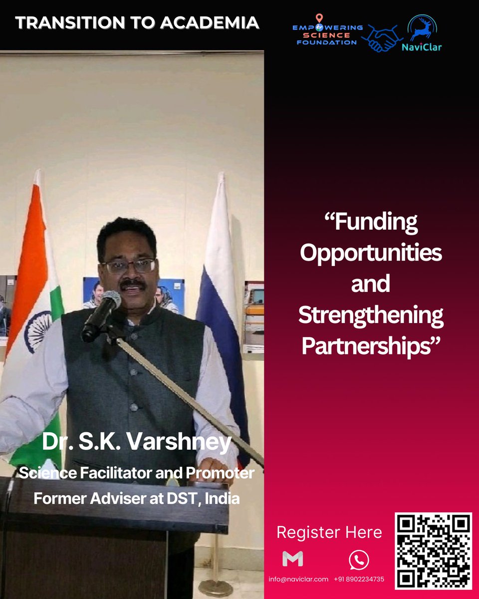 Exploring funding opportunities &amp; strengthening partnerships? 🌍
Are you an Indian researcher based abroad?
Join <a href="/skvdst/">Sanjeev Varshney</a> , former senior official at the <a href="/IndiaDST/">DSTIndia</a>, for a virtual session

Seats filling fast!
Register here : docs.google.com/forms/d/e/1FAI…