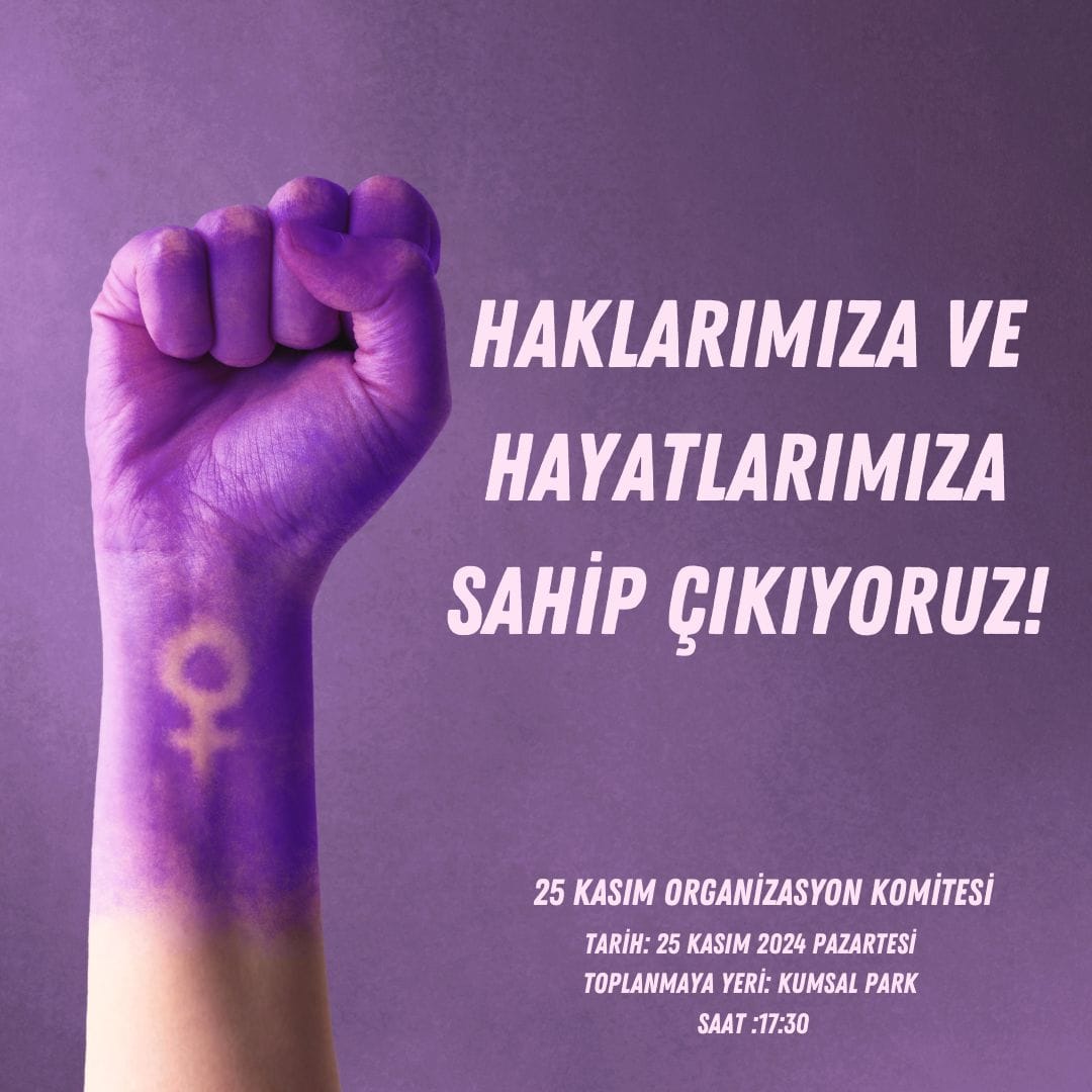 Haklarımıza ve Hayatlarımıza Sahip Çıkıyoruz! 
25 Kasım'da Sokağa!
