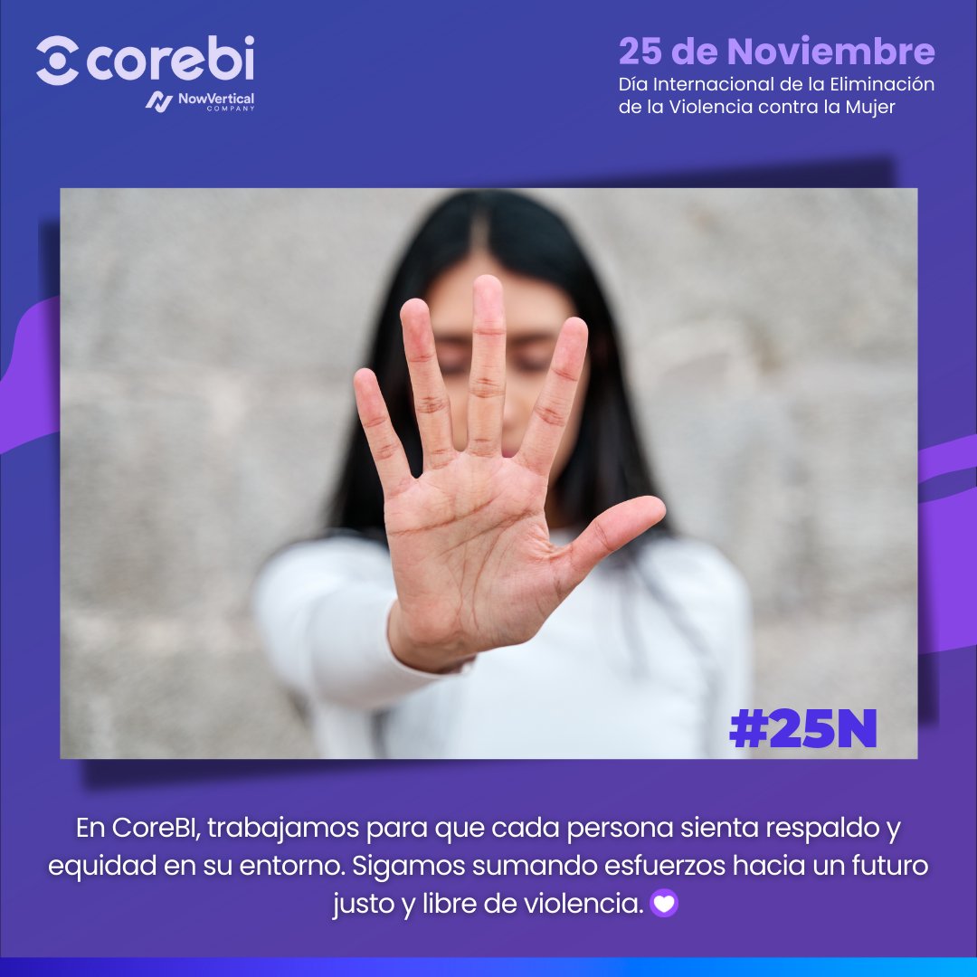Hoy reafirmamos nuestro compromiso para erradicar la violencia contra las mujeres y construir juntos espacios de respeto, igualdad y seguridad.

Sigamos sumando esfuerzos hacia un futuro justo y libre de violencia. 💜

#somoscorebi #25N #EliminaciónDeLaViolenciaContraLaMujer