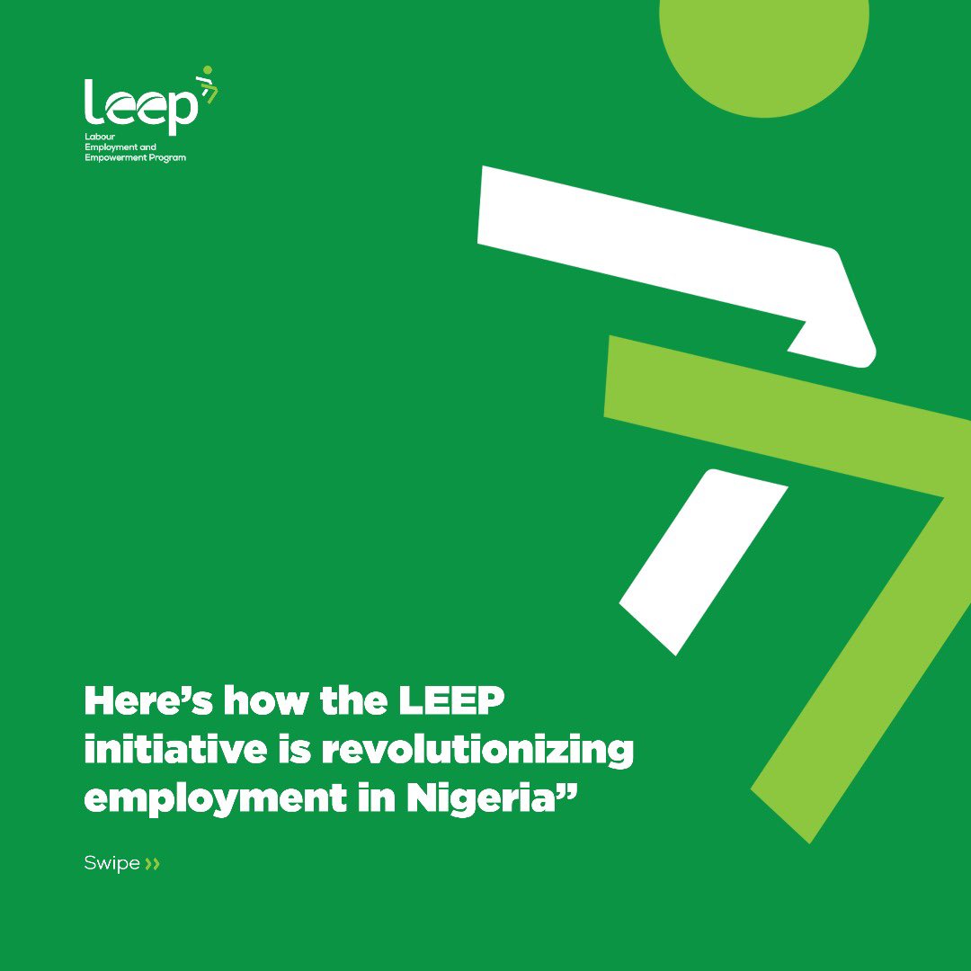 LEEPinitiative's tweet photo. What if the future of employment in Nigeria could be reimagined? 

Yes, LEEP is making that happen and here is how ⬇️

#LEEPinitiative
#TakeaLEEP https://t.co/UBNZT9X3uD