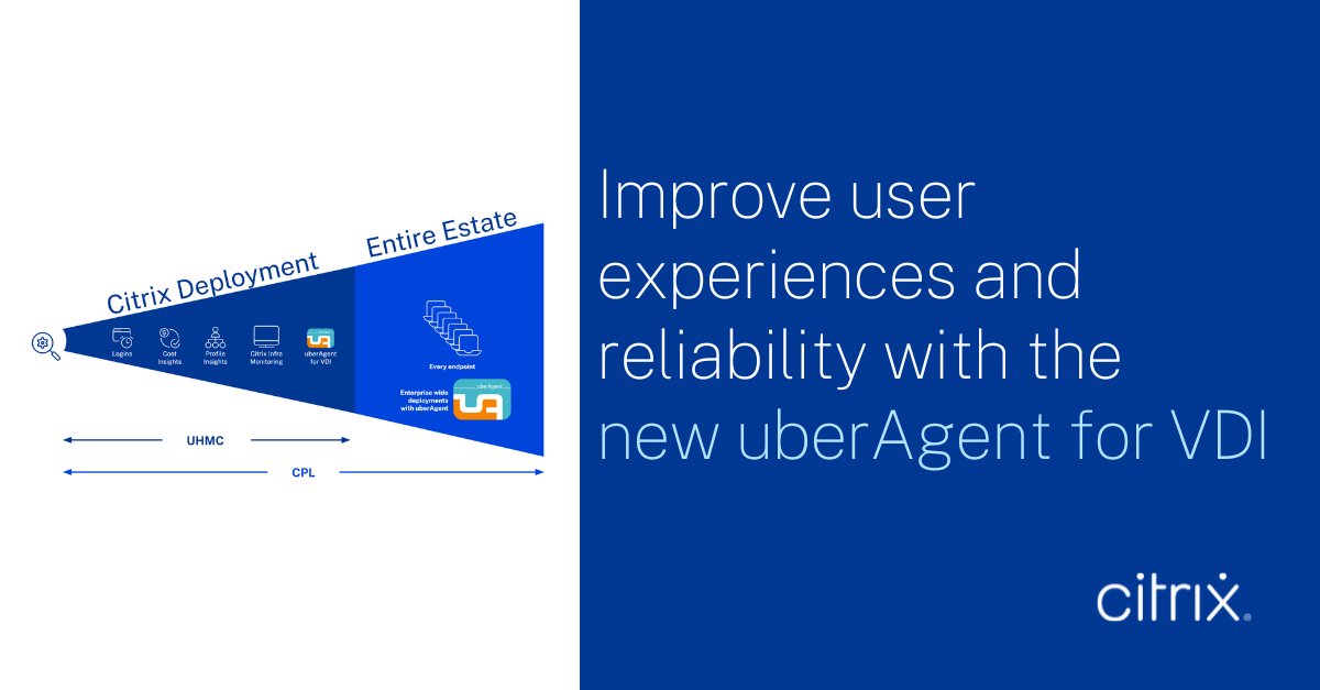 More news to share this morning!

We're excited to introduce #uberAgent for VDI! 🙌

This change will enable more customers to gain deeper #observability and insights across their Citrix environments. Get the details here: spr.ly/6017sqwYL