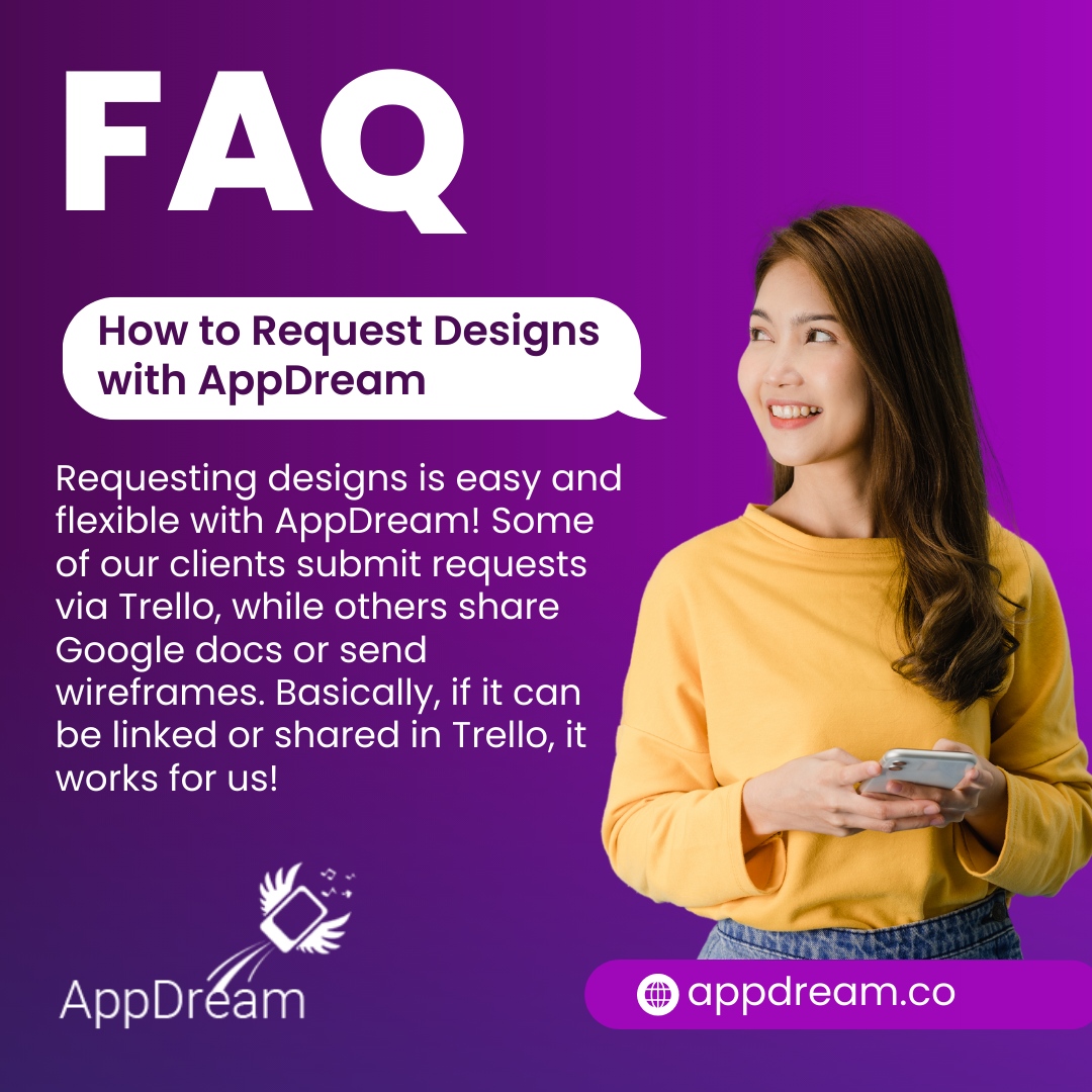 YourAppDream's tweet image. Wondering how to request designs? AppDream offers flexible options! Use Trello, Google Docs, or wireframes—whatever works best for you. We’re here to bring your vision to life, one design at a time. 🎨
#AppDream #AppDevelopment #AndroidAndiOS #CrossPlatform #UnlimitedDevelop...