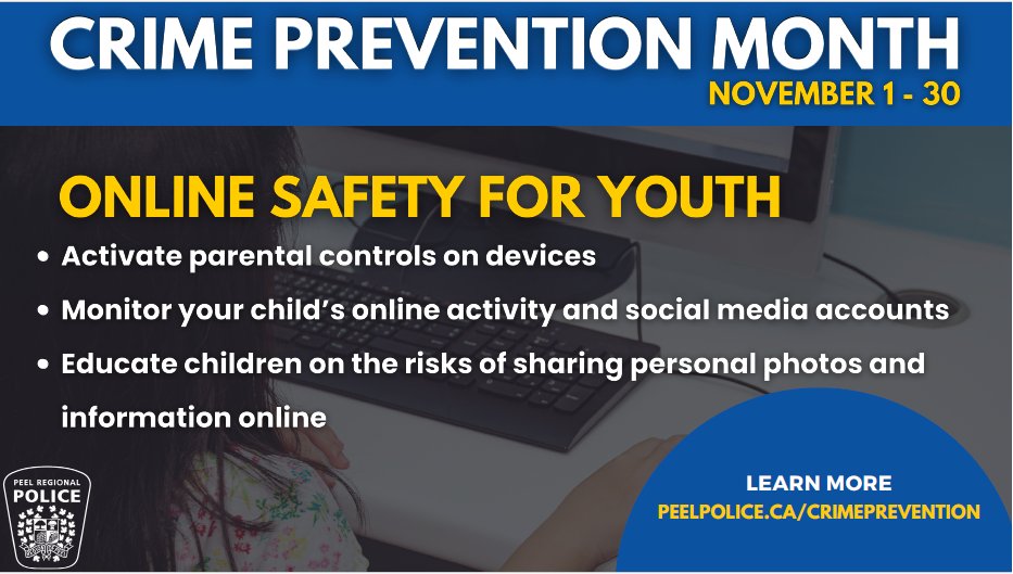 #CPMonth - An important reminder about online safety for youth! While the digital world offers opportunities for learning and connection, it also comes with risks. Let's remember to guide and teach youth to navigate the online world safely. 🖥️#PRP