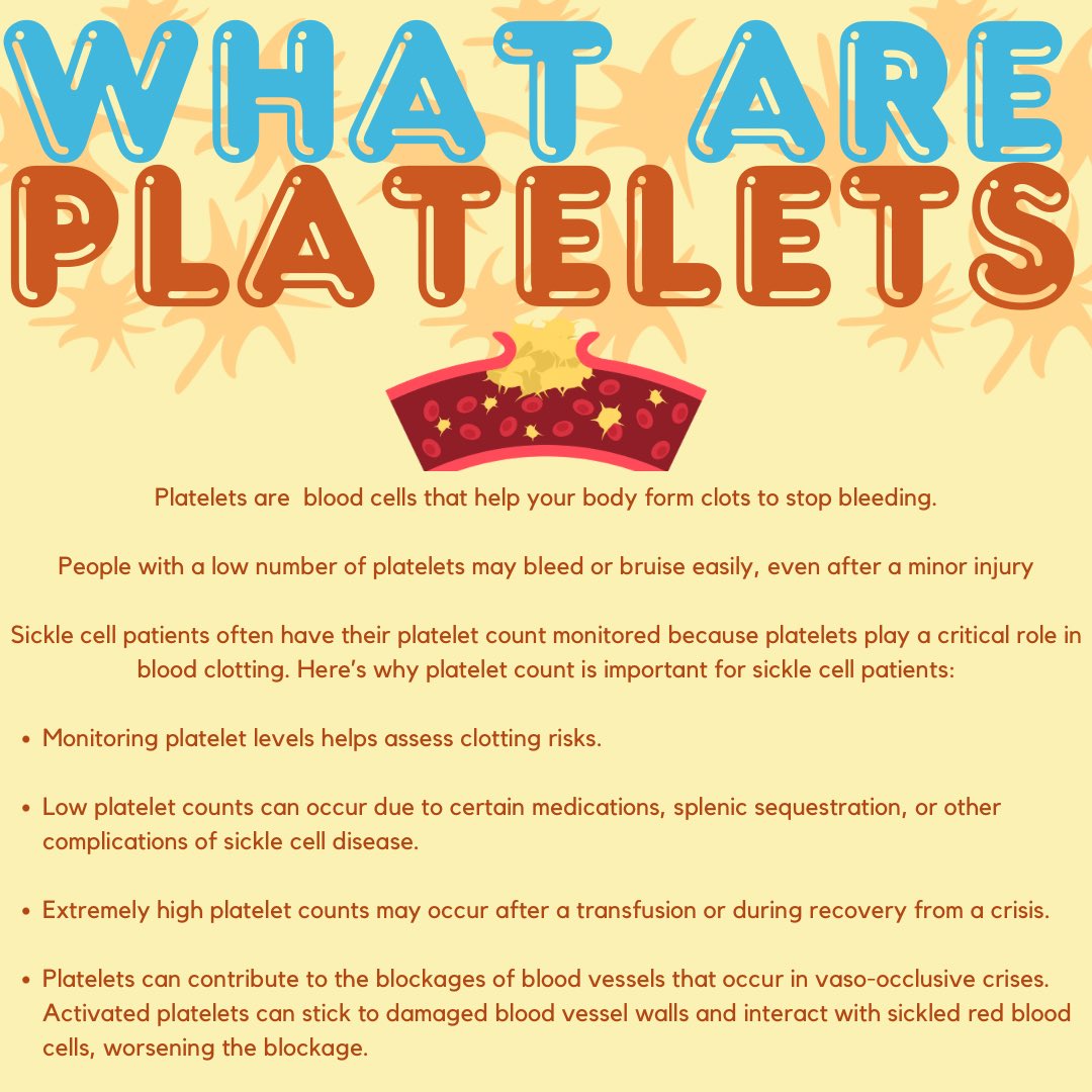 SCANCA_INC's tweet image. LETS TALK ABOUT PLATLETS 🗣️🧫🩸‼️ #sicklecell #sicklecellawareness #platlets #bloodtransfusion #donatebloodsavelives #scanca #scd #sct #blood #hematology