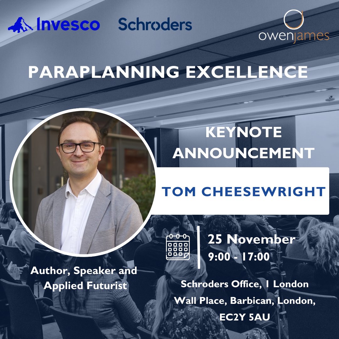 Owen James (@owenjamesfs) on Twitter photo In a world full of technological advancements and growing uncertainty, it’s harder than ever to predict what lies ahead.
That’s why we’re thrilled to announce Applied Futurist <a href="/bookofthefuture/">Tom Cheesewright</a> as the keynote speaker at the Paraplanning Excellence event on 25.11.24! In a world full of technological advancements and growing uncertainty, it’s harder than ever to predict what lies ahead.
That’s why we’re thrilled to announce Applied Futurist <a href="/bookofthefuture/">Tom Cheesewright</a> as the keynote speaker at the Paraplanning Excellence event on 25.11.24!