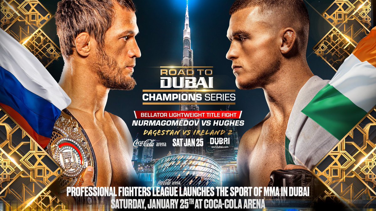 🚨 Usman Nurmagomedov will defend his Bellator lightweight title against Paul Hughes on January 25th in Dubai

“Dagestan vs Ireland 2” 👀👀

(via. <a href="/BellatorMMA/">Bellator MMA</a>)