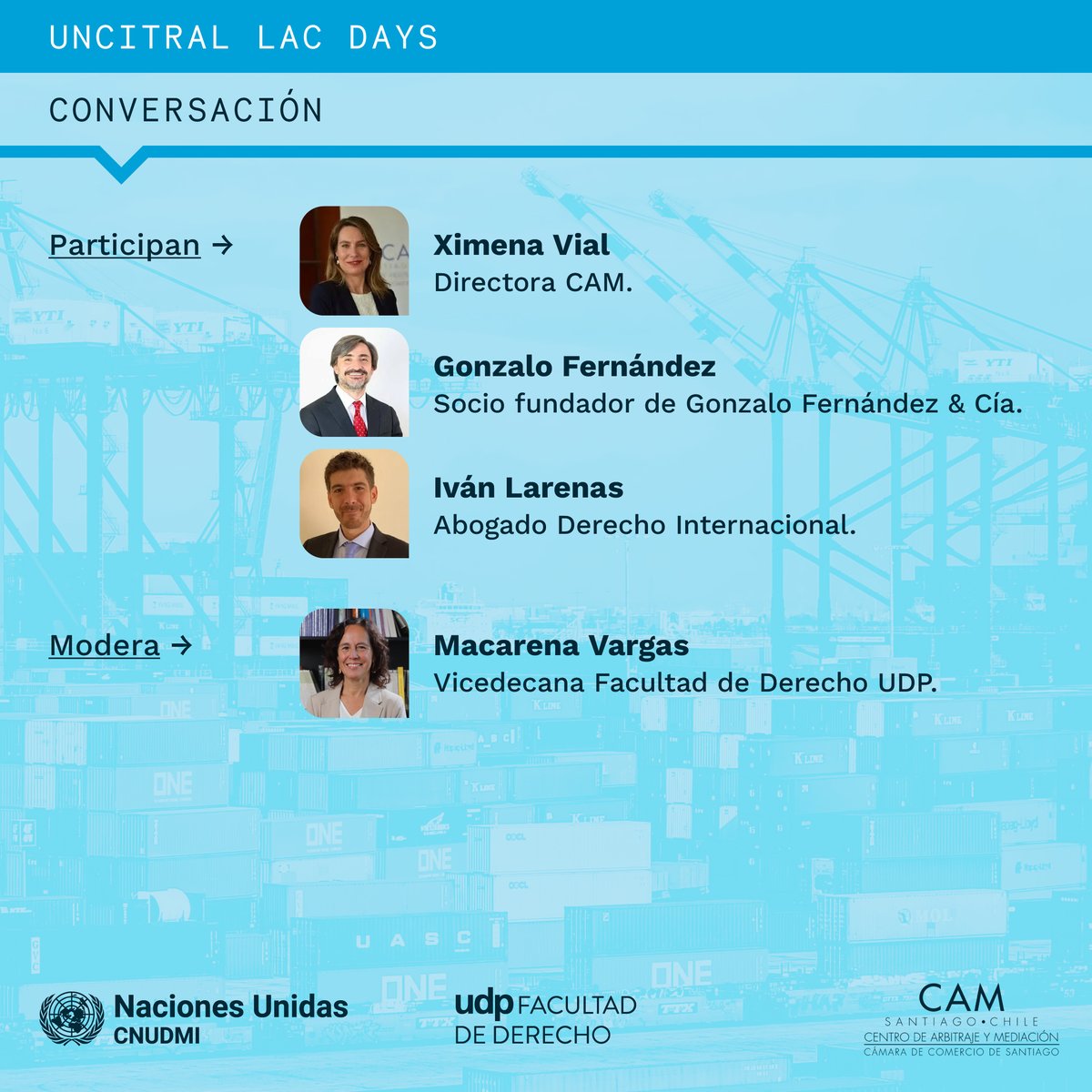 Participa del #UNCITRAL LAC DAYS-Chile organizado por la <a href="/UDPDerecho/">Facultad Derecho UDP</a> y el Centro de Arbitraje y Mediación de la <a href="/CAMccSantiago/">CAM Santiago</a> y celebra el 10mo aniversario de los estándares de transparencia de la #CNUDMI.  

📅28.11.2025 
⏰12:00PM (UTC-4) 
Inscripción➡️docs.google.com/forms/d/e/1FAI…