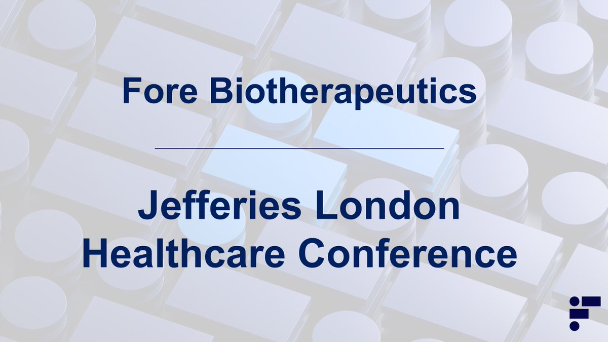 ForeBiotx's tweet image. Today, November 20, and tomorrow, November 21, William Hinshaw, Chief Executive Officer and Michael Byrnes, Chief Financial Officer will host and participate in one-on-one meetings at the Jefferies London Healthcare Conference.
