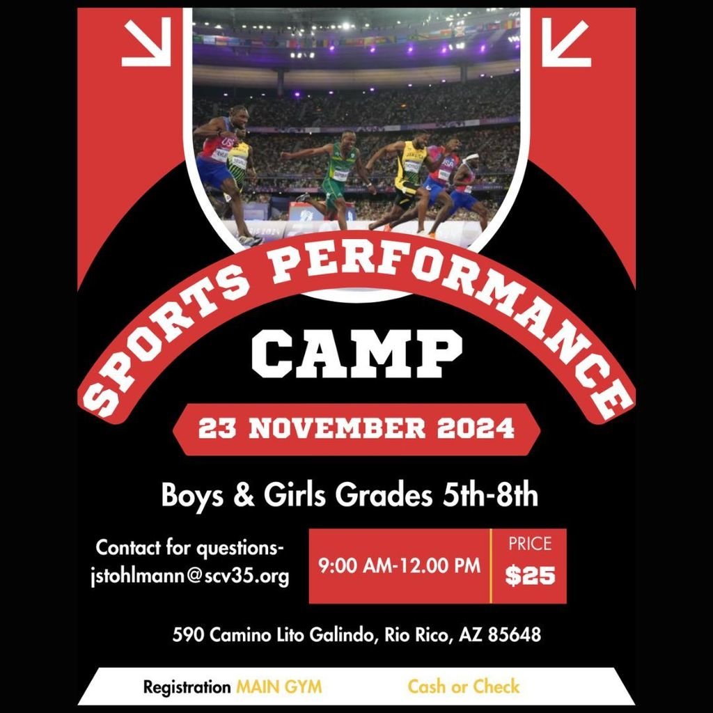 Join us for Sports Performance Camp on November 23, 2024! 

For more information, email Coach Stohlmann at jstohlmann@scv35.org