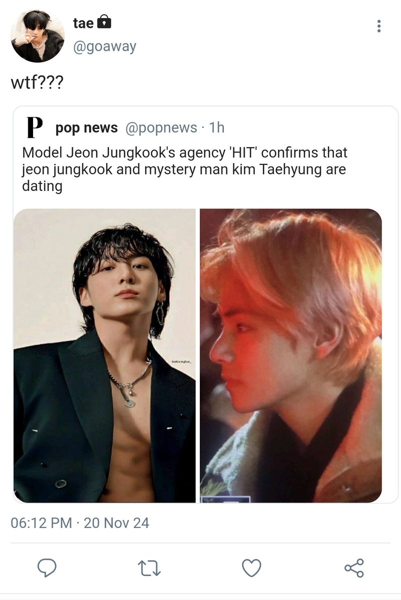 #taekookau where ;

Model jungkook is ditched by his ex so he ends up staying the night at the coffee shop waiter Taehyung’s home. The next morning, the paparazzi catch him leaving and to contain the scandal jungkook's agency forces them to fake date.