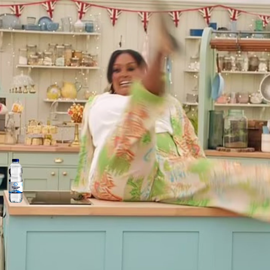 Wicked: defying gravity. ✨
Alison: trying her best. 
Princes Gate: here to catch you. 💧

(Image:Channel4)
#defyinggravity #gbbo #princesgatewater #wicked #hydration
