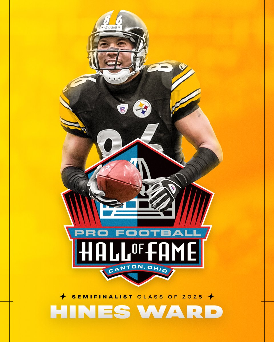 steelers's tweet photo. .@jharrison9292 and @mvp86hinesward are semifinalists for the @ProFootballHOF Class of 2025!

📝: https://t.co/EnzXo5zspL https://t.co/CcRGEiDeiq