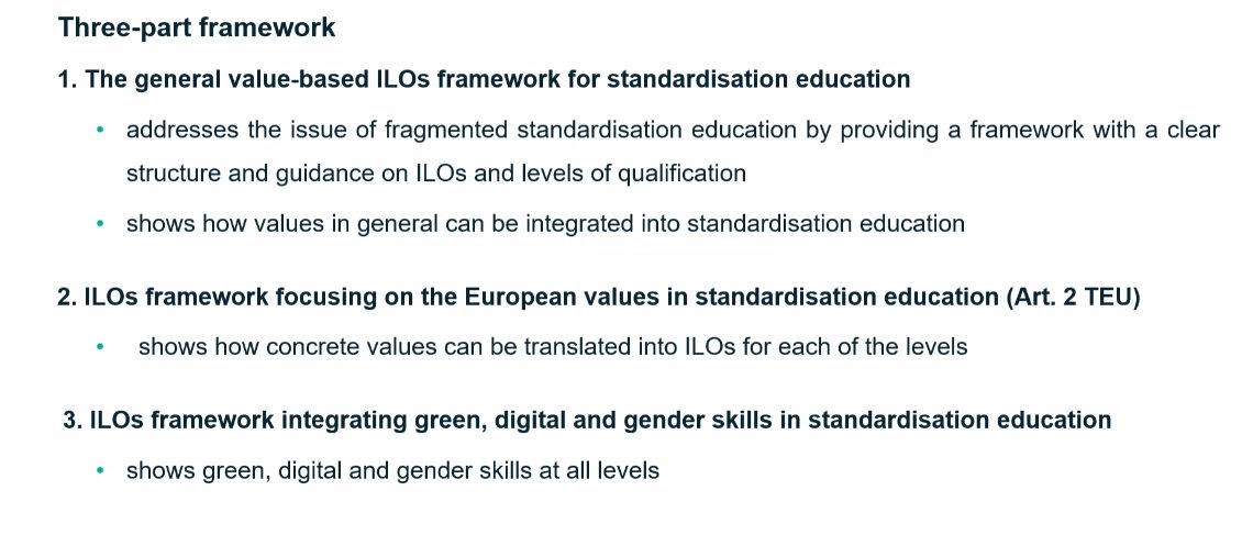 Diving into EDU4Standards: Intended Learning Outcomes for education on standardisation: let's get indeed our Agenda! #3  
Hristina Veljanova introduced the EDU4Standards.eu value-based ILOs framework, providing an ethical lens for education on standardisation. She started