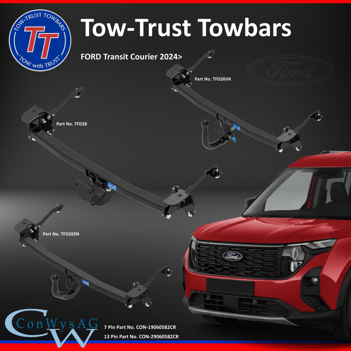 🚨 New Product Launch 🚨 

We Are Excited To Announce The Launch Of Our Towbar &amp; Vehicle Specific Wiring Kit Range For The Ford Transit Courier 2024>

#TTT #TowTrust #TowingTheNation #TowWithTrust #Camping #Touring #Holiday2024 #Vanlife #Holiday #Towbar #NewRelease #FORD
