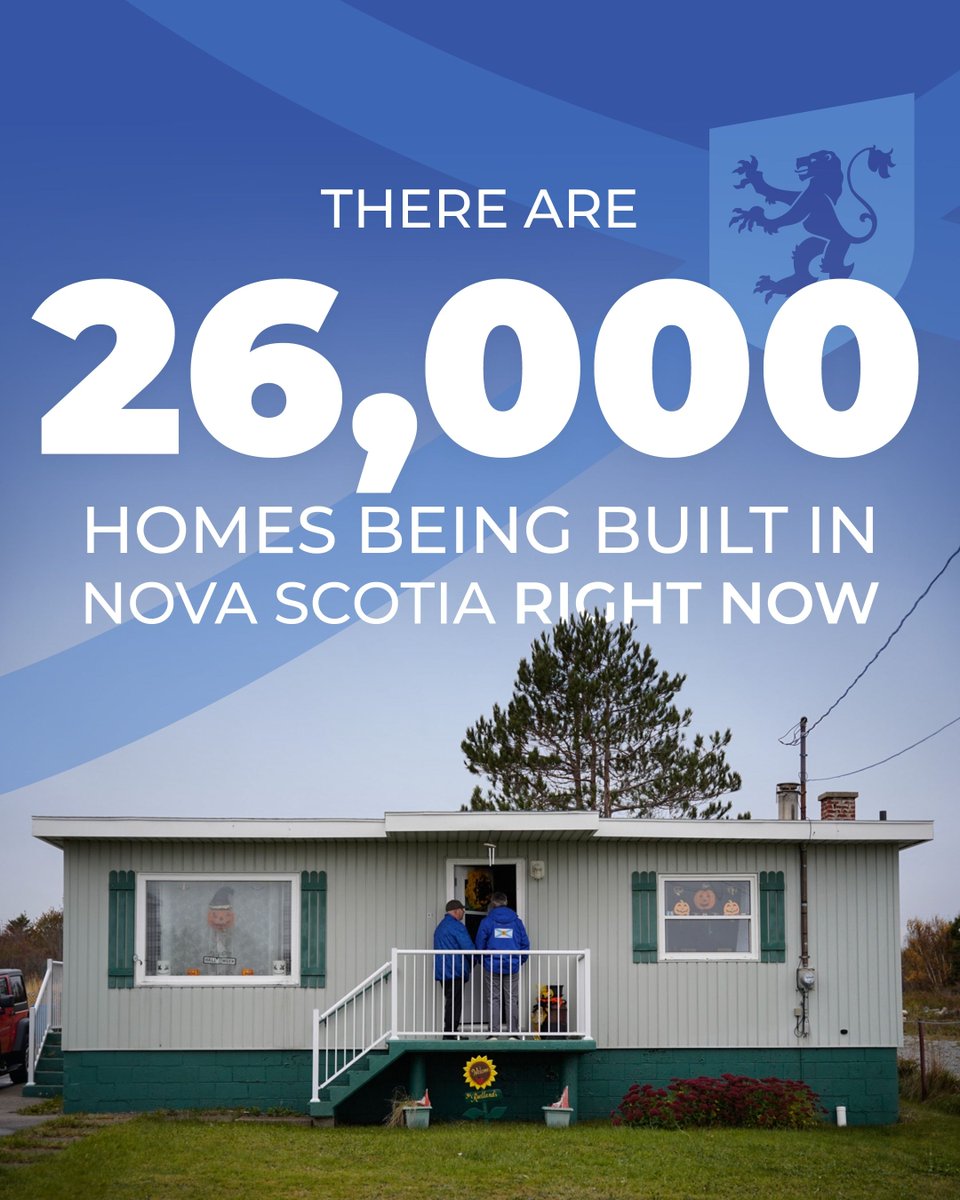TimHoustonNS's tweet photo. While others made excuses, we took action to deliver more affordable homes for Nova Scotian families,

✅ Over 26,000 new homes being built
✅ 10,000+ affordable housing units underway
✅ $25M to preserve affordable housing through community loans
✅ Faster approvals and new policies to boost supply

We’re building faster and smarter to meet Nova Scotia’s housing needs. Let’s Make it Happen.