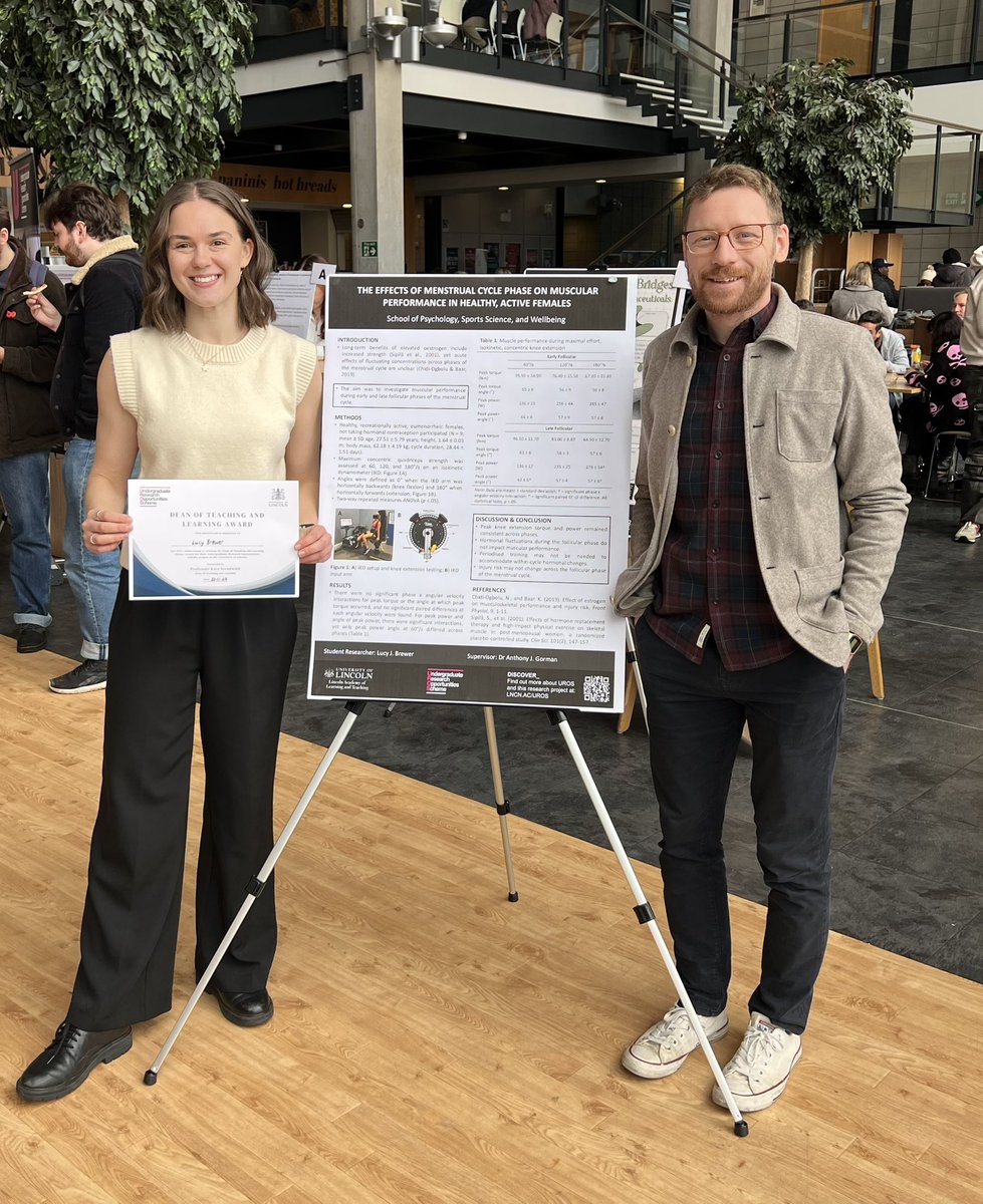 Luce🏋🏽♀️ (@lucebrewer) on Twitter photo Delighted to have been awarded the Dean’s Award for my research today at the UROS showcase event!
A huge thank you to all the wonderful participants who gave their time for testing, and to my supervisor <a href="/A_J_Gorman/">Dr Anthony Gorman</a> for his support throughout🙌🏼
<a href="/unilincoln/">University of Lincoln, UK</a> <a href="/LincolnSportEx/">Sport Science at Lincoln</a> Delighted to have been awarded the Dean’s Award for my research today at the UROS showcase event!
A huge thank you to all the wonderful participants who gave their time for testing, and to my supervisor <a href="/A_J_Gorman/">Dr Anthony Gorman</a> for his support throughout🙌🏼
<a href="/unilincoln/">University of Lincoln, UK</a> <a href="/LincolnSportEx/">Sport Science at Lincoln</a>